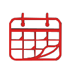 Rotes Symbol, welches einen abstrakten Terminkalender zeigt.