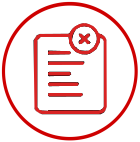 Rot eingekreistes Symbol, welches eine abstrakte Liste zeigt.