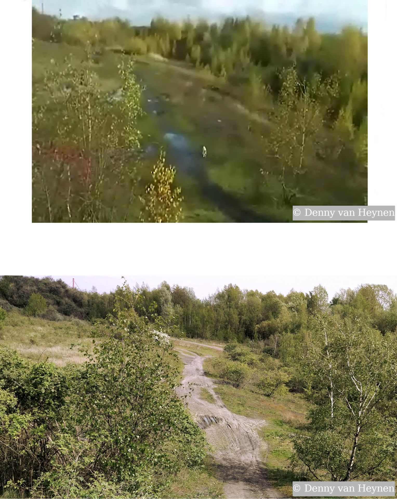 Zweiteiliges Bild, welches oben eine leicht verpixelte Landschaft und darunter die gleiche hochauflösend zeigt.